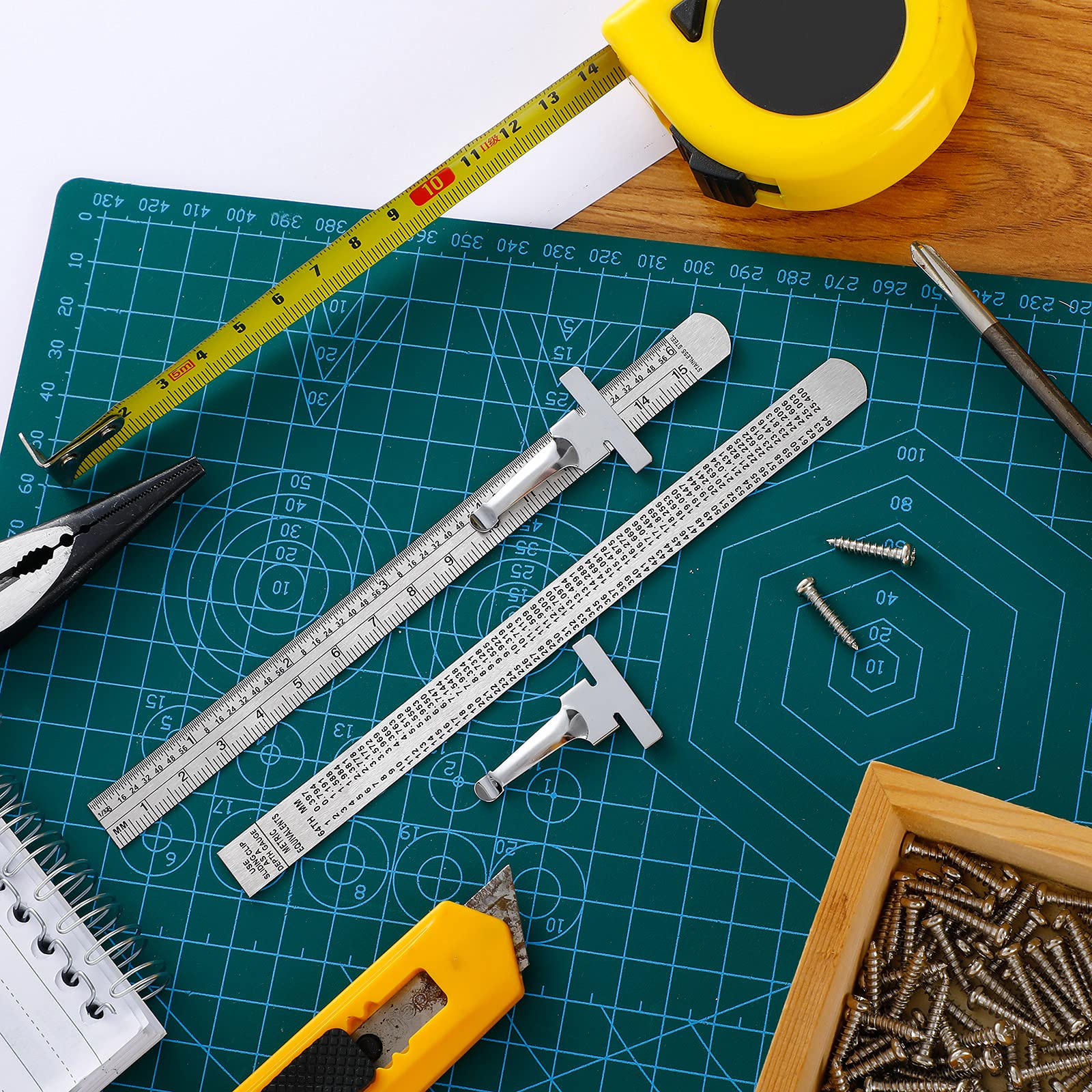 6 Pieces 6 Inch 15 cm Pocket Ruler Flexible Precision Stainless Steel Ruler with Detachable Clips Stainless Steel Pocket Clip Scale Gauge Metric British System - Image 5