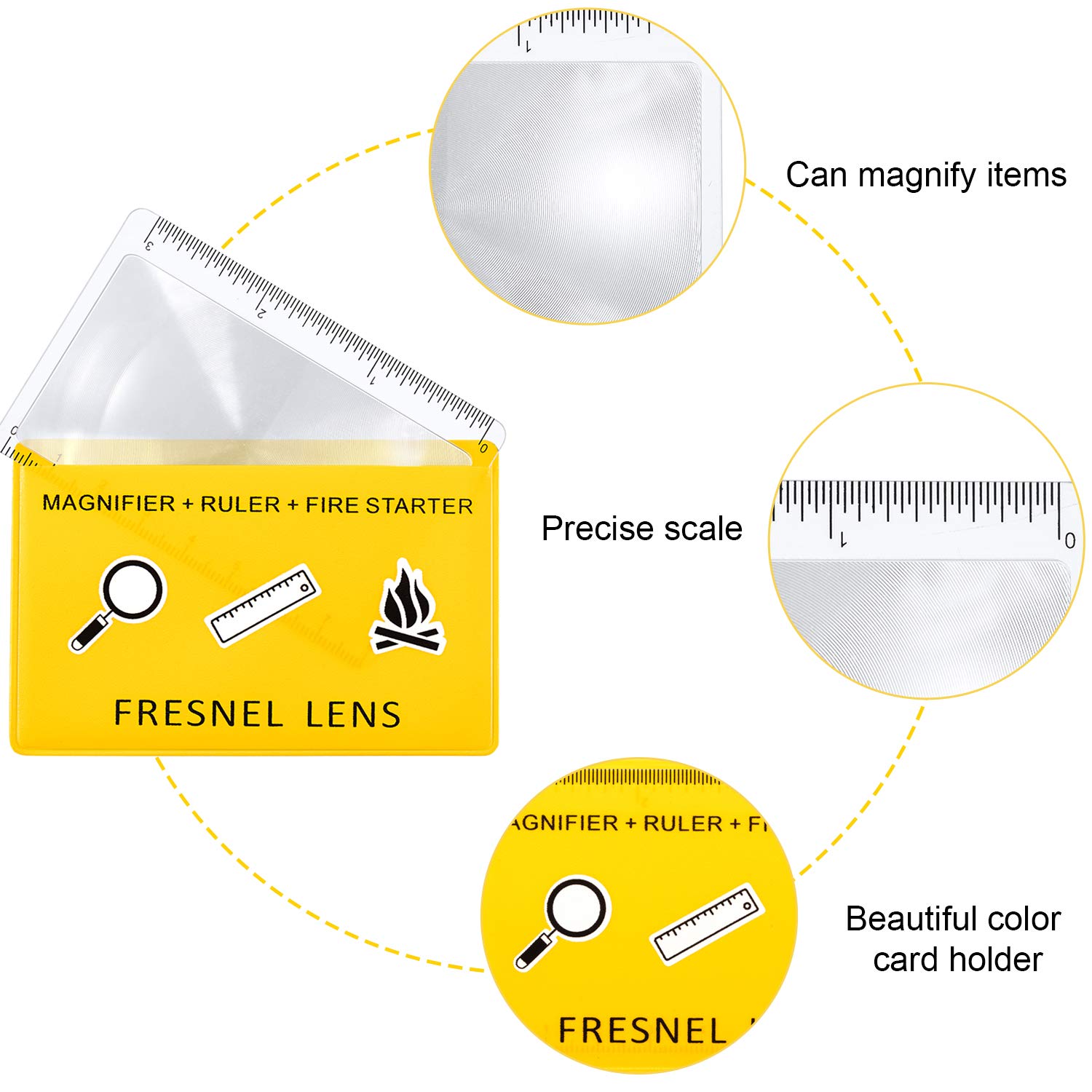 Frienda 20 Pcs Pocket Magnifying Glass Fresnel Lens Credit Card Pocket Magnifier Plastic Ruler Starting Fire Emergency Bushcraft Outdoor Survival Leisure for Classroom Home Office - Image 5