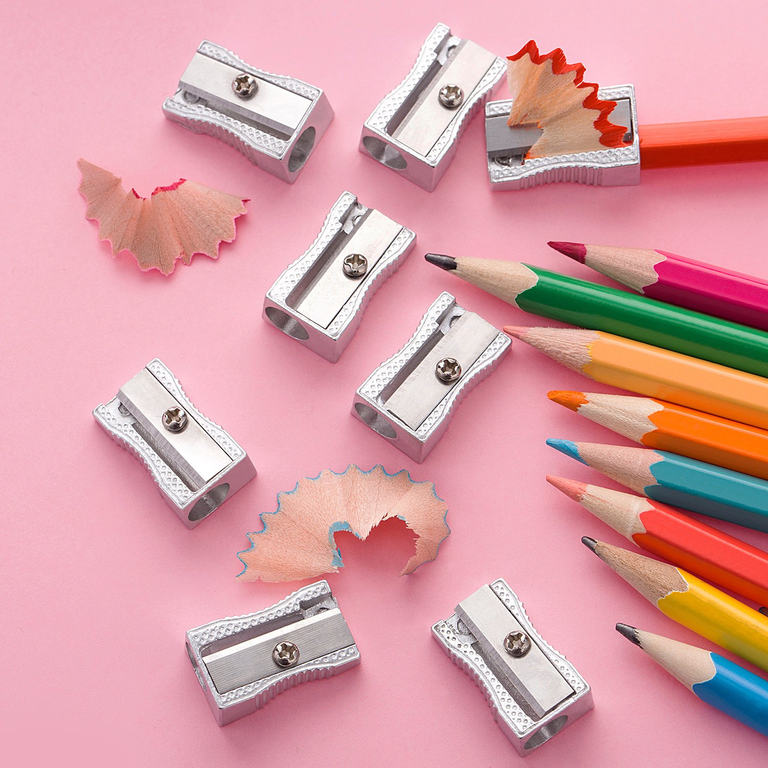 Frienda 48 Pack Metal Pencil Sharpeners Handheld Metal Mini Sharpeners Manual Pencil Sharpeners with Single Hole Aluminum Alloy Sharpener for Standard Size(Silver) - Image 3