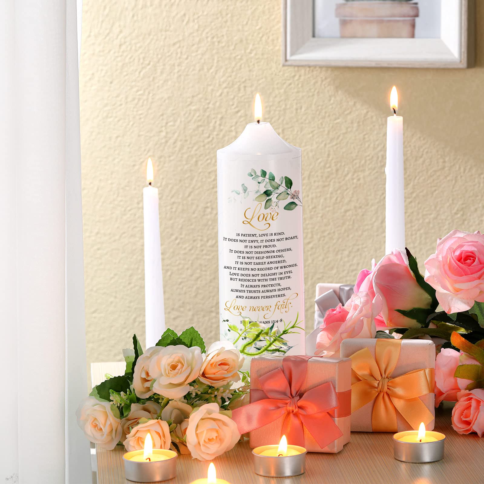 Frienda Unity Candles for Wedding Ceremony Set Wedding Unity Taper Candles Catholic Religious Ceremony Accessories(Leaf Style) - Image 7